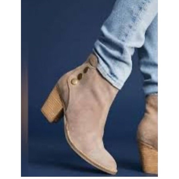Jeffrey Campbell Shoes - Jeffrey Campbell Roshana Taupe Distressed Suede Block Heel Ankle Boots Size 7.5